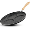Bergner Bellini Plus Aura 5-Layer Non-Stick 3 Pit Uttapam Tawa with Wooden Finish Soft Touch Handle, 3 Cavity Pancake Maker, Minimum Oil Cooking, PFOA Free, Durable - Gas Stove Ready